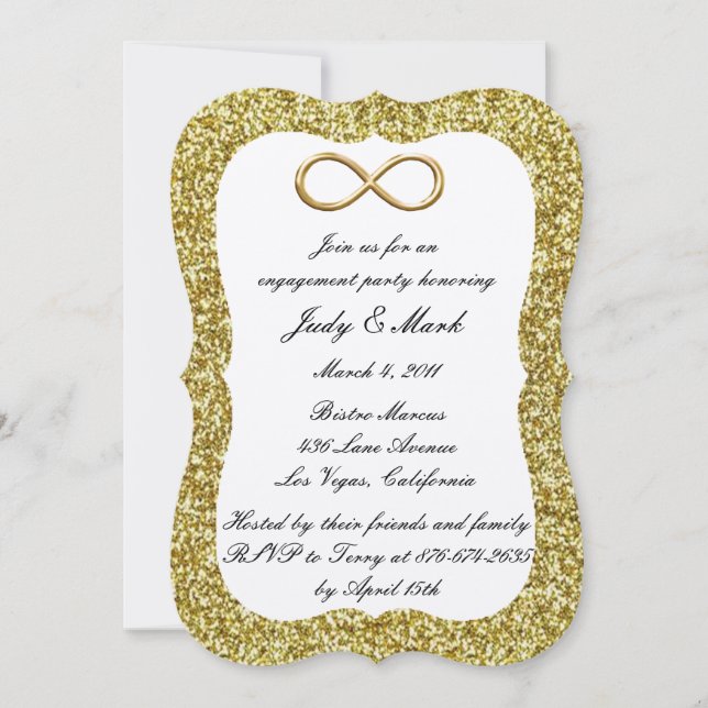 Gold Glitzer Gold Infinity Engagement Party einlad Einladung (Vorderseite)