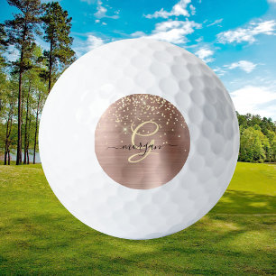 Gold-Glitzer, Gold-Monogramm, Name des Schwarzen S Golfball