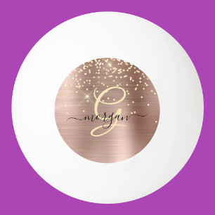Gold-Glitzer, Gold-Monogramm, Name des Schwarzen S Tischtennisball