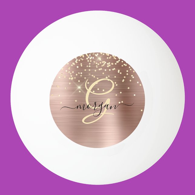 Gold-Glitzer, Gold-Monogramm, Name des Schwarzen S Tischtennisball (Von Creator hochgeladen)