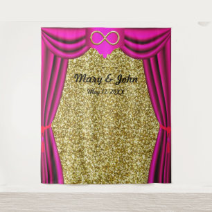Gold Glitzer Gold Unendlichkeit Rosa Vorhang Hinte Wandteppich