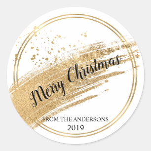 Gold Glitzer Goldfolie Weihnachtskleber Runder Aufkleber