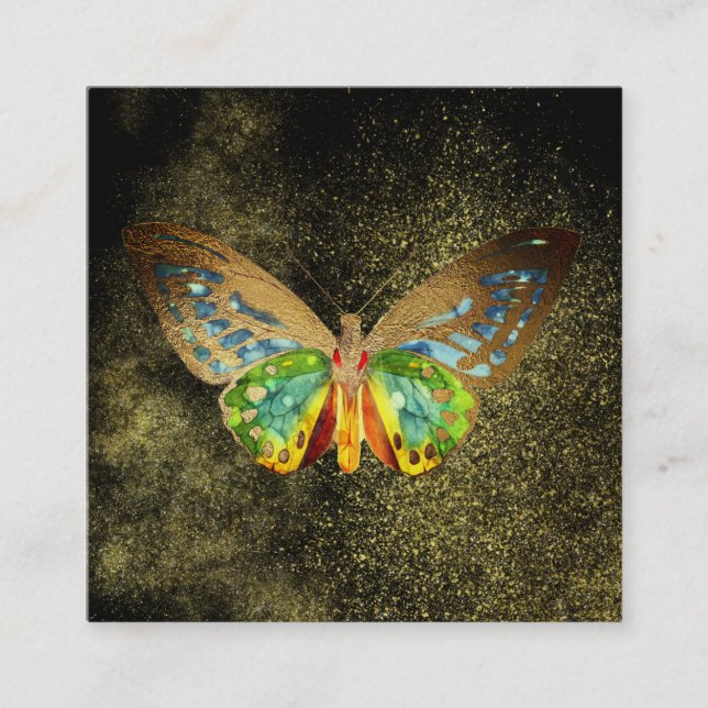 ** Gold Glitzer . Goldschmetterling Quadratische Visitenkarte (Vorderseite)