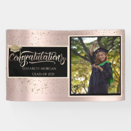 Gold Glitzer Grad Cap, Foto Rose Gold Abschluss Banner