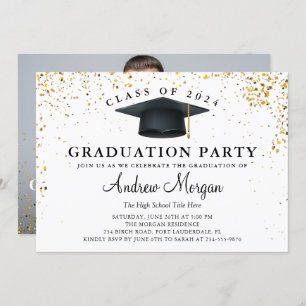 Gold Glitzer Grad Cap Graduation Party Foto Einladung