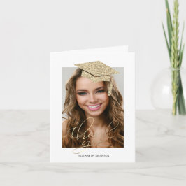 Gold Glitzer Graduation Cap Calligraphy Foto Dankeskarte