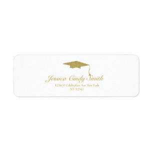 Gold Glitzer Graduation Cap Diploma Rücksendeadres