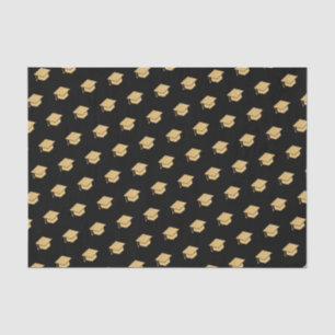 Gold Glitzer Graduation Cap Muster Schwarz Seidenpapier