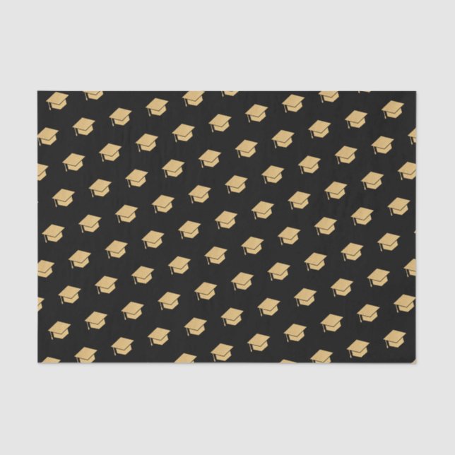 Gold Glitzer Graduation Cap Muster Schwarz Seidenpapier (Vorderseite)