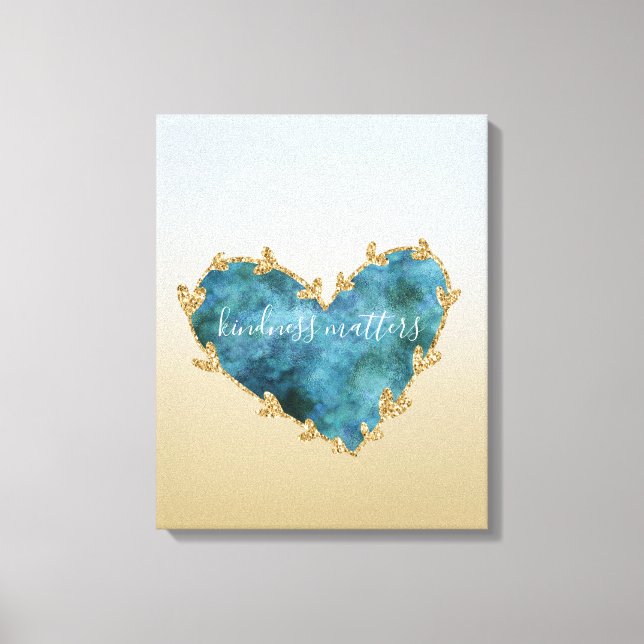 Gold Glitzer Green Aquamarin Aqua Blue Earth Heart Leinwanddruck (Vorderseite)