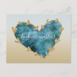 Gold Glitzer Green Aquamarin Aqua Blue Earth Heart Postkarte