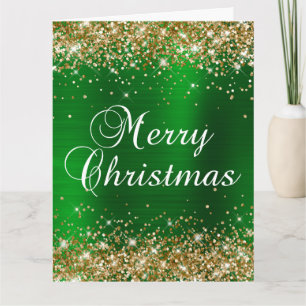 Gold Glitzer Green Foil Big Frohe Weihnachten Karte