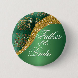 Gold Glitzer Green Metallic Vater der Braut Button
