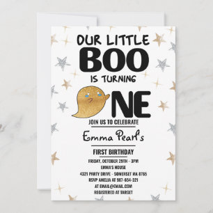 Gold Glitzer Halloween Erster Geburtstag Junge Par Einladung