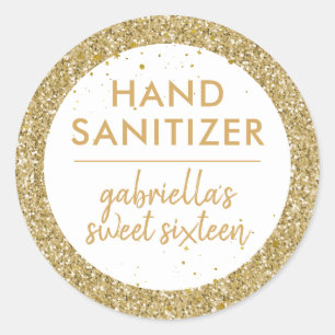 Gold Glitzer Hand Sanitizer Gefallen Etikett Gebur Runder Aufkleber