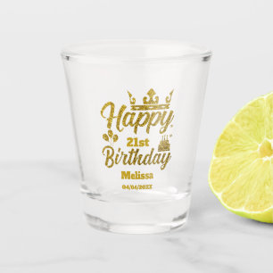 Gold Glitzer "Happy Birthday" Shotglas Schnapsglas