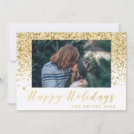 Gold Glitzer Happy Holidays Fotokarte Feiertagskarte