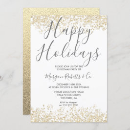 Gold Glitzer Happy Holidays oder Weihnachten Party Einladung