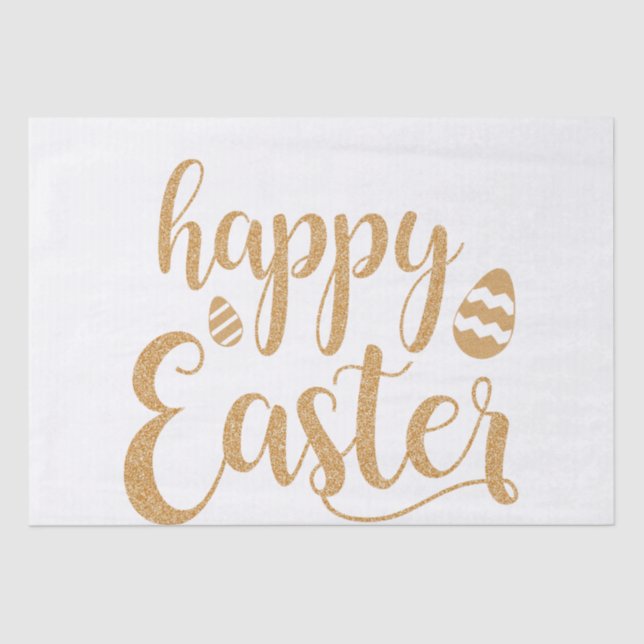 Gold Glitzer Happy Oaster Egg Seidenpapier (Vorderseite)