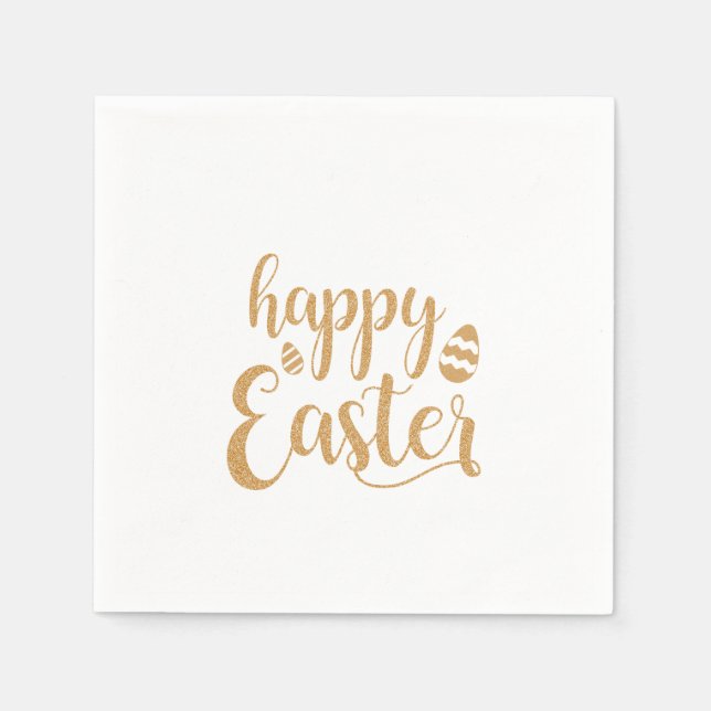 Gold Glitzer Happy Oaster Egg Serviette (Vorderseite)