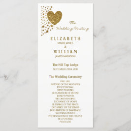 Gold Glitzer Heart and Stars Wedding Program Programm