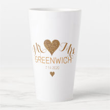 Gold Glitzer Heart Couple Große Latte Tasse