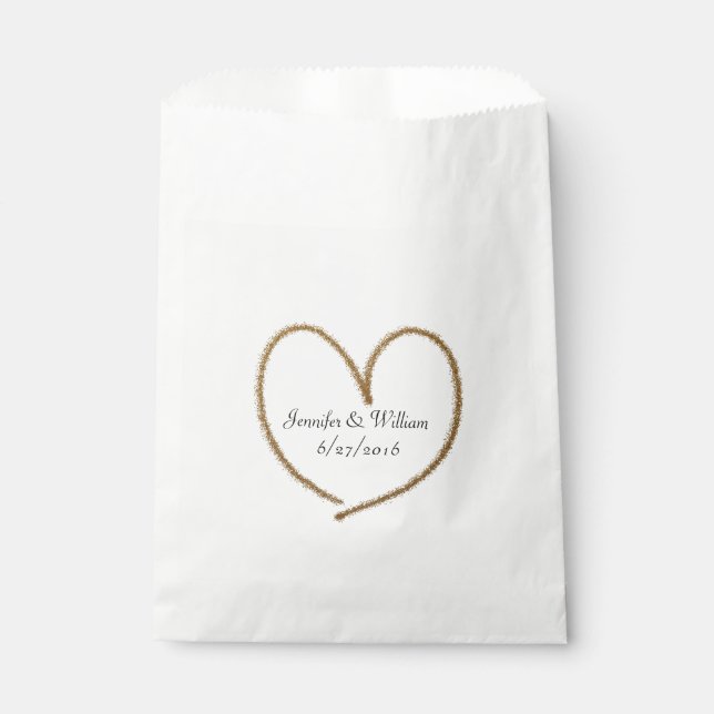 Gold Glitzer Heart Gastgeschenk Hochzeit Bag Geschenktütchen (Vorderseite)