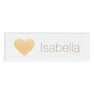 Gold Glitzer Heart Salon Mitarbeiter Name Tag Abze Namenschild