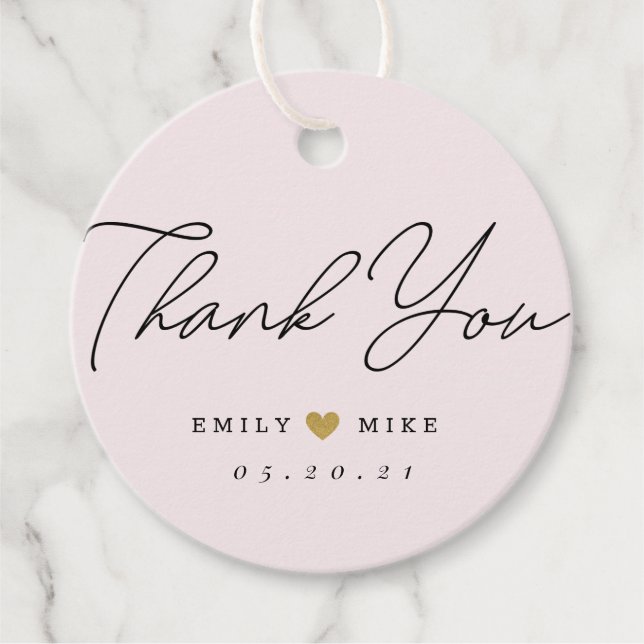 Gold Glitzer Heart Wedding Danke Pink Geschenkanhänger (Vorderseite)