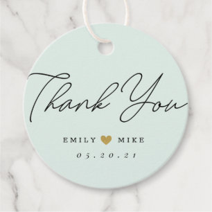 Gold Glitzer Heart Wedding Danke Sage Green Geschenkanhänger