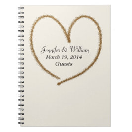 Gold Glitzer Heart Wedding Guest Sign In Notizblock