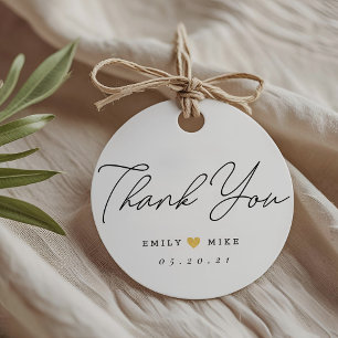 Gold Glitzer Heart Wedding Vielen Dank Geschenkanhänger