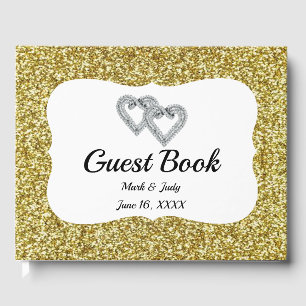 Gold Glitzer Hearts Wedding Guestbook Gästebuch
