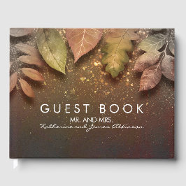 Gold Glitzer Herbstlaubs Vintage Wedding Gästebuch