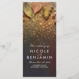 Gold Glitzer Herbstlaubs Vintage Wedding Programme