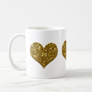 Gold-Glitzer-Herzen Kaffeetasse