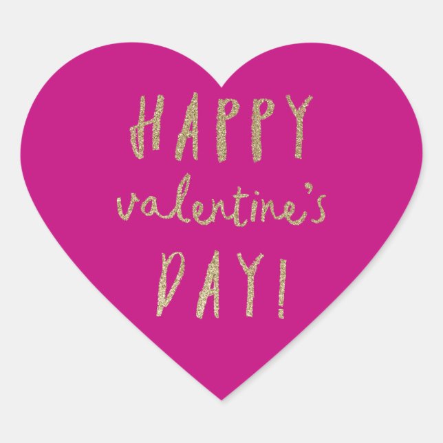 Gold Glitzer Herzlich-Valentinstag Aufkleber (Vorderseite)