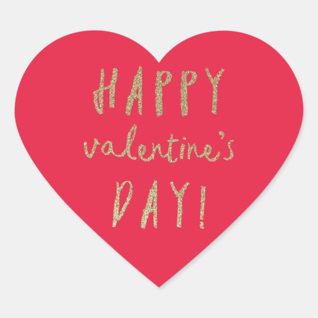Gold Glitzer Herzlich-Valentinstag Aufkleber (Vorderseite)