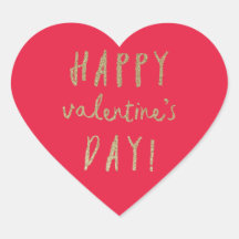 Gold Glitzer Herzlich-Valentinstag Aufkleber