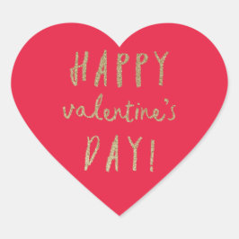 Gold Glitzer Herzlich-Valentinstag Aufkleber