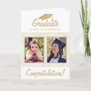 Gold Glitzer Herzlichen Glückwunsch Graduate 2 Fot Karte