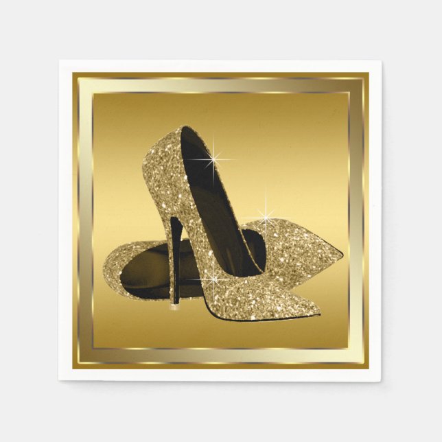 Gold Glitzer High Heel Serviette (Vorderseite)