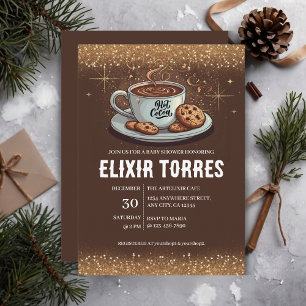 Gold Glitzer Hot Chocolate Winter Baby Dusche Einladung