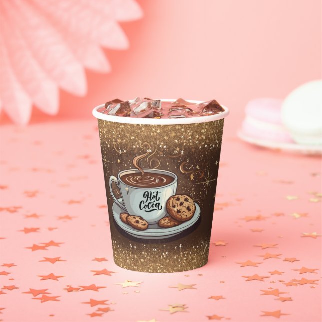 Gold Glitzer Hot Chocolate Winter Baby Dusche Pappbecher (Insitu)