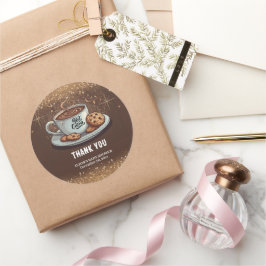 Gold Glitzer Hot Chocolate Winter Baby Dusche Runder Aufkleber