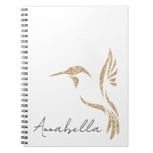 Gold Glitzer Hummingbird und Individuelle Name Notizblock