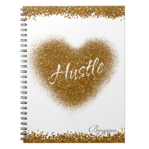 Gold Glitzer HUSTLE Heart Glamour Notebook Journal Notizblock