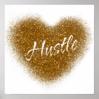 Gold Glitzer HUSTLE Herz Inspiration Wand Print
