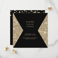 Gold Glitzer Image & B/W Foto Save the Date