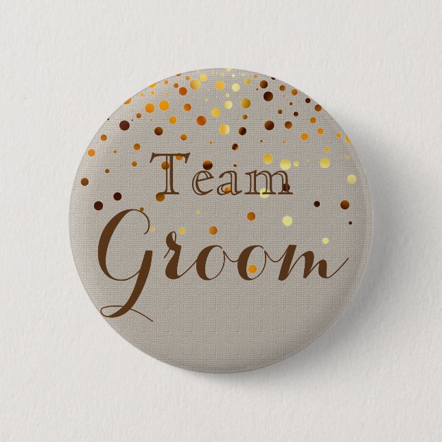 Gold Glitzer Imitate Foil Confetti Wedding Team Gr Button (Vorderseite)